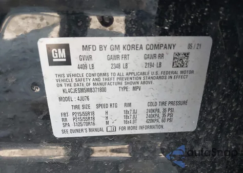 2021 Buick Encore Awd Preferred z USA, uszkodzony, nr VIN KL4CJESM5MB371800